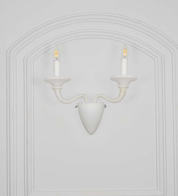 MALIBU Double Arm Wall Light with Frosted White Glass – Modern Decorative Wall Lamp for Bedroom, Living Room & Hallway (E14 Bulb Compatible)