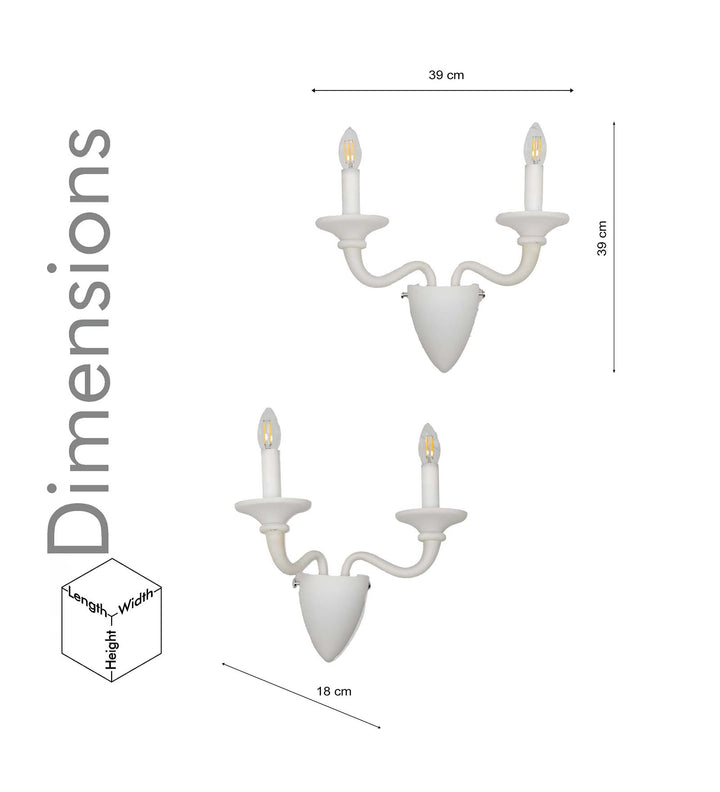 MALIBU Double Arm Wall Light with Frosted White Glass – Modern Decorative Wall Lamp for Bedroom, Living Room & Hallway (E14 Bulb Compatible)
