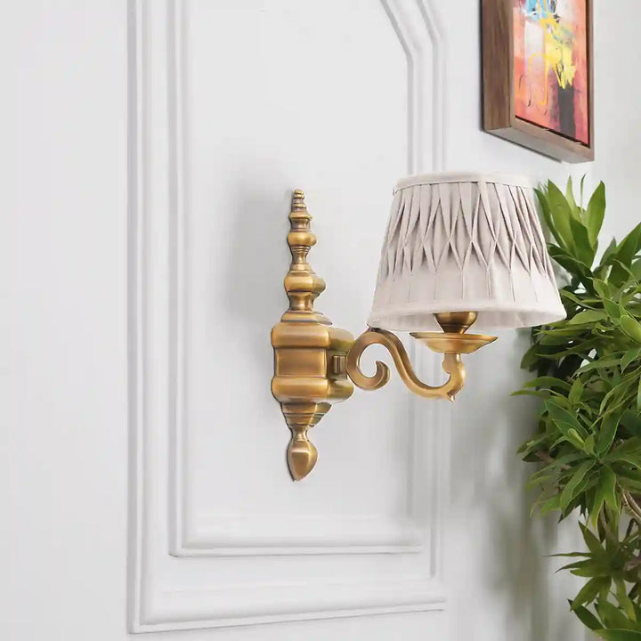 Soho Brass Single Shade Wall Light With Natural Linen Shade