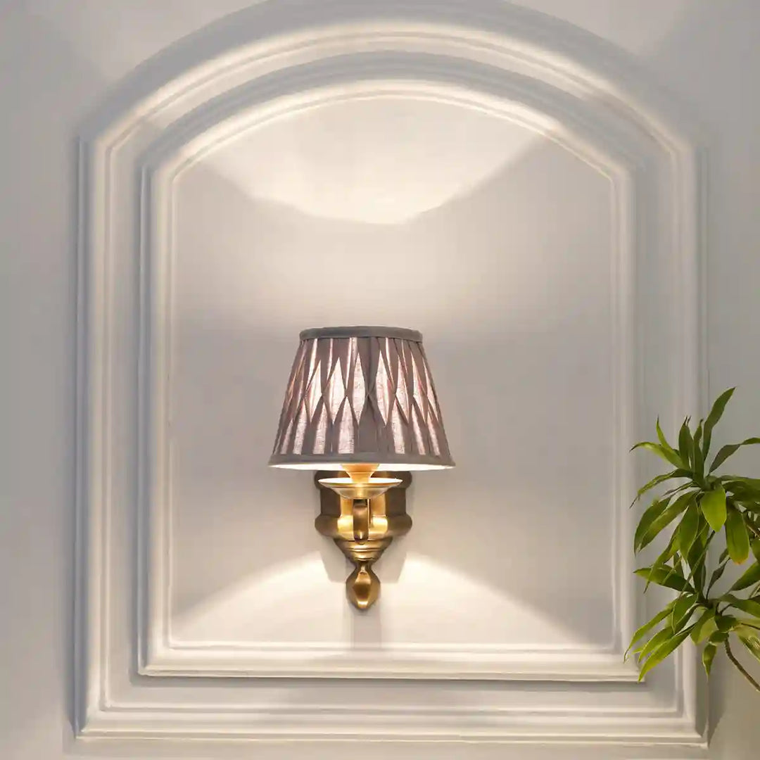 Soho Brass Single Shade Wall Light With Natural Linen Shade