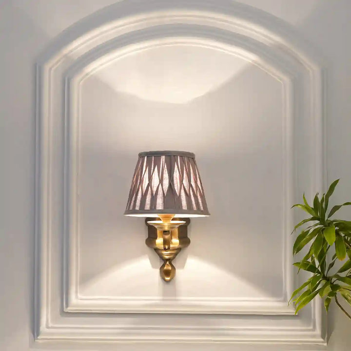 Soho Brass Single Shade Wall Light With Natural Linen Shade