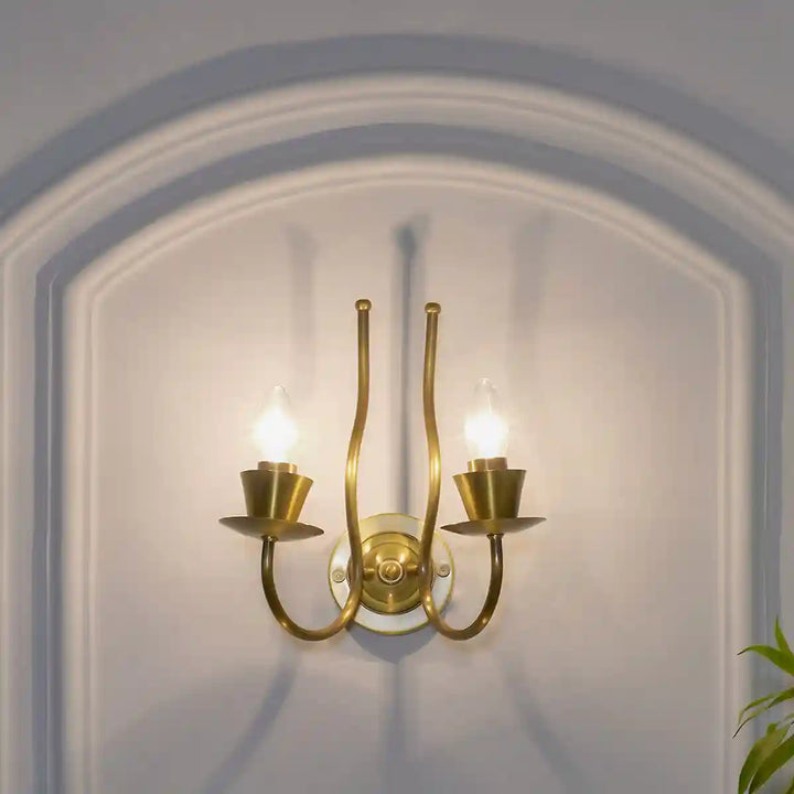 Elena Brass Double Shade Wall Light