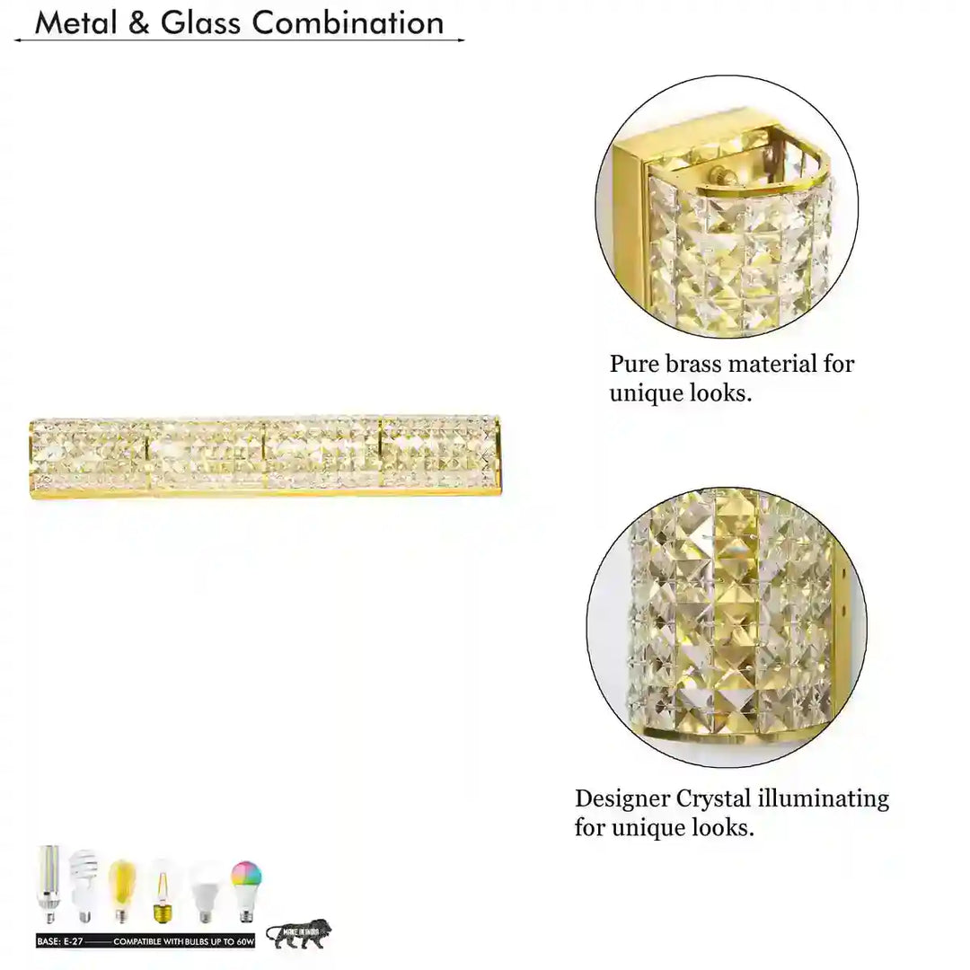 Prive Brass and Crystal Wall Picture Light