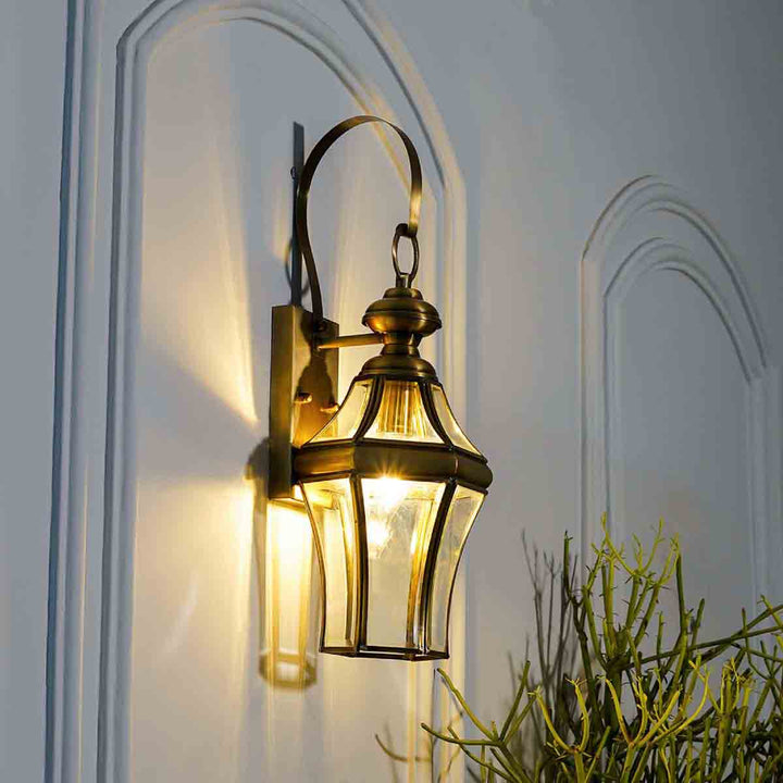 Terrace Brass and Glass Lantern Wall Light