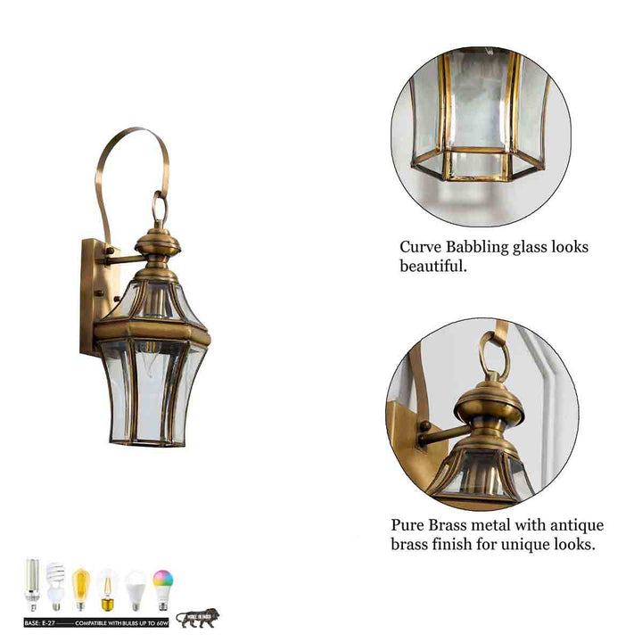 Terrace Brass and Glass Lantern Wall Light