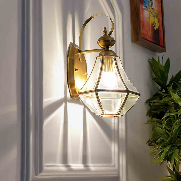 Giovanny Classic Brass and Glass Lantern Wall Light