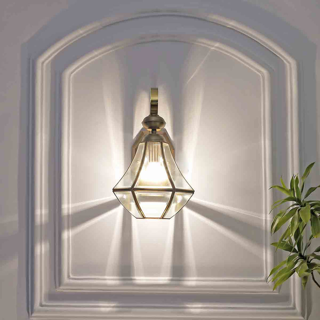 Giovanny Classic Brass and Glass Lantern Wall Light