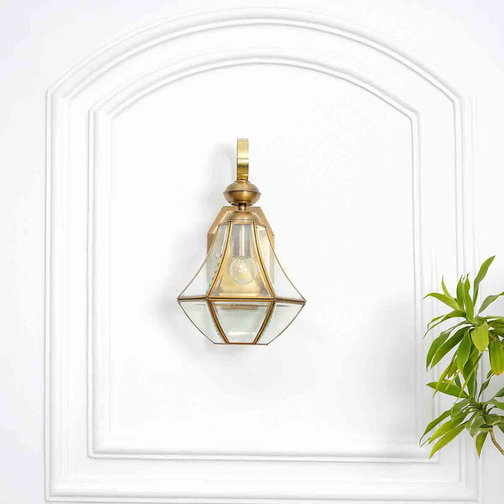 Giovanny Classic Brass and Glass Lantern Wall Light