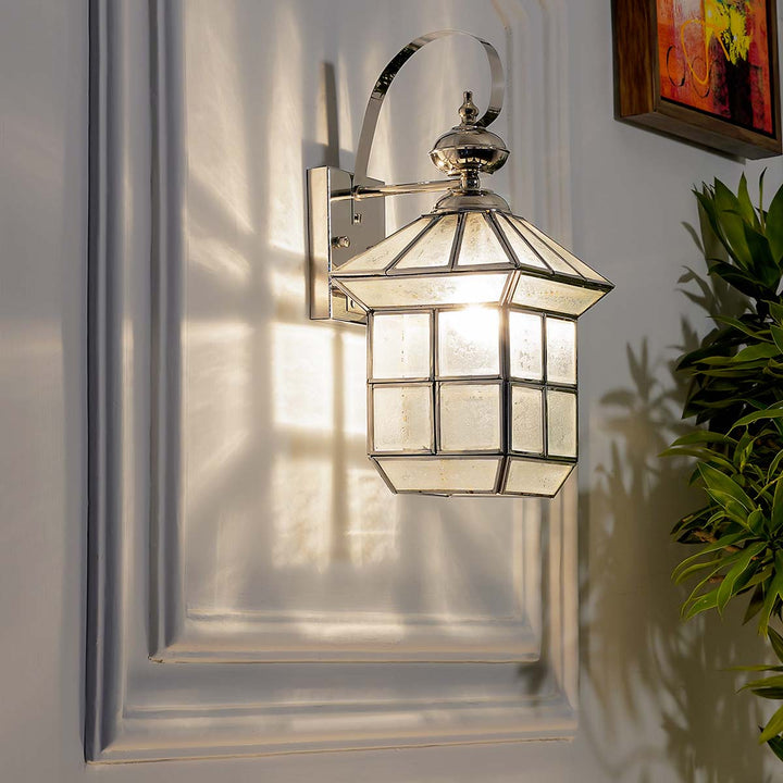 Calsada Classic Chrome Finish Brass & Glass Lantern Wall Light