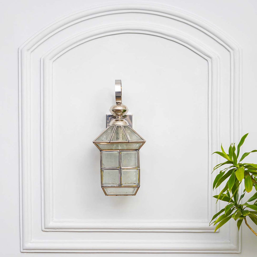 Calsada Classic Chrome Finish Brass & Glass Lantern Wall Light