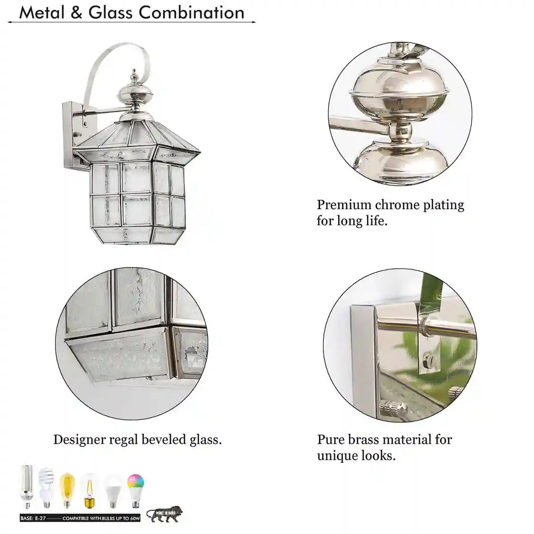 Calsada Classic Chrome Finish Brass & Glass Wall Light