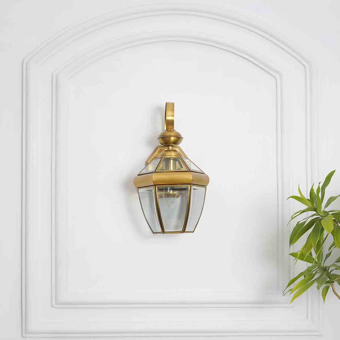 Leopold Classic Brass and Glass Lantern Wall Light