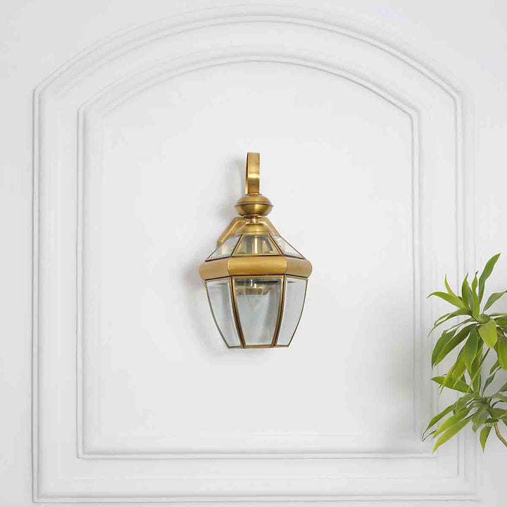 Leopold Classic Brass and Glass Lantern Wall Light