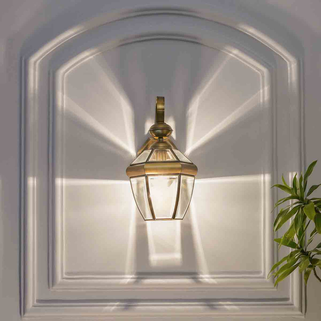 Leopold Classic Brass and Glass Lantern Wall Light