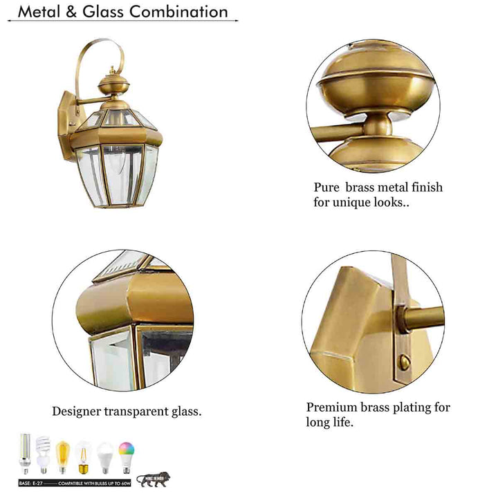 Leopold Classic Brass and Glass Lantern Wall Light