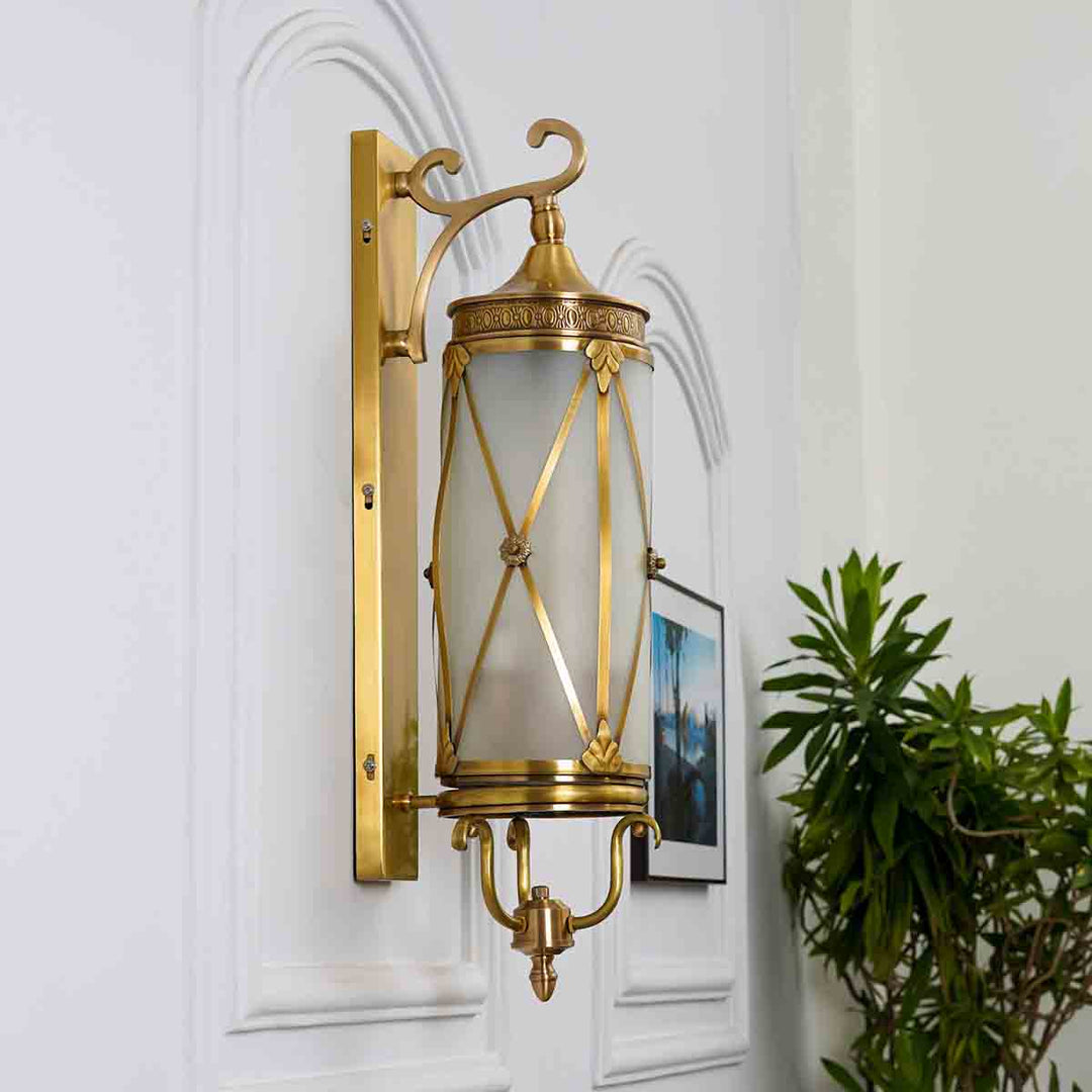 Guildhall Brass and Glass Lantern Wall Light