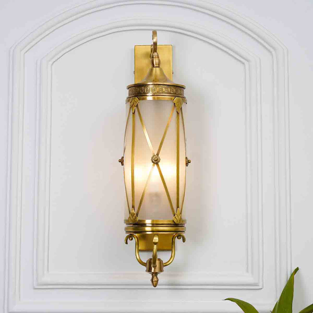 Guildhall Brass and Glass Lantern Wall Light