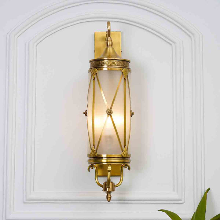 Guildhall Brass and Glass Lantern Wall Light