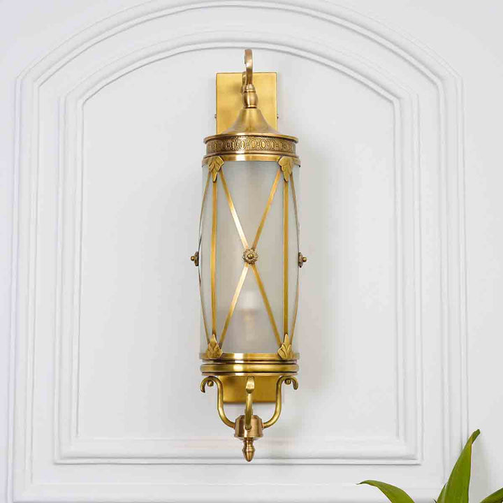 Guildhall Brass and Glass Lantern Wall Light