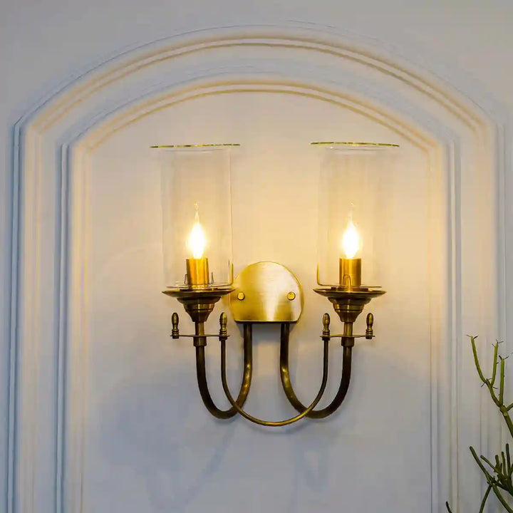 Stella Glass and Brass Double Shade Wall Light