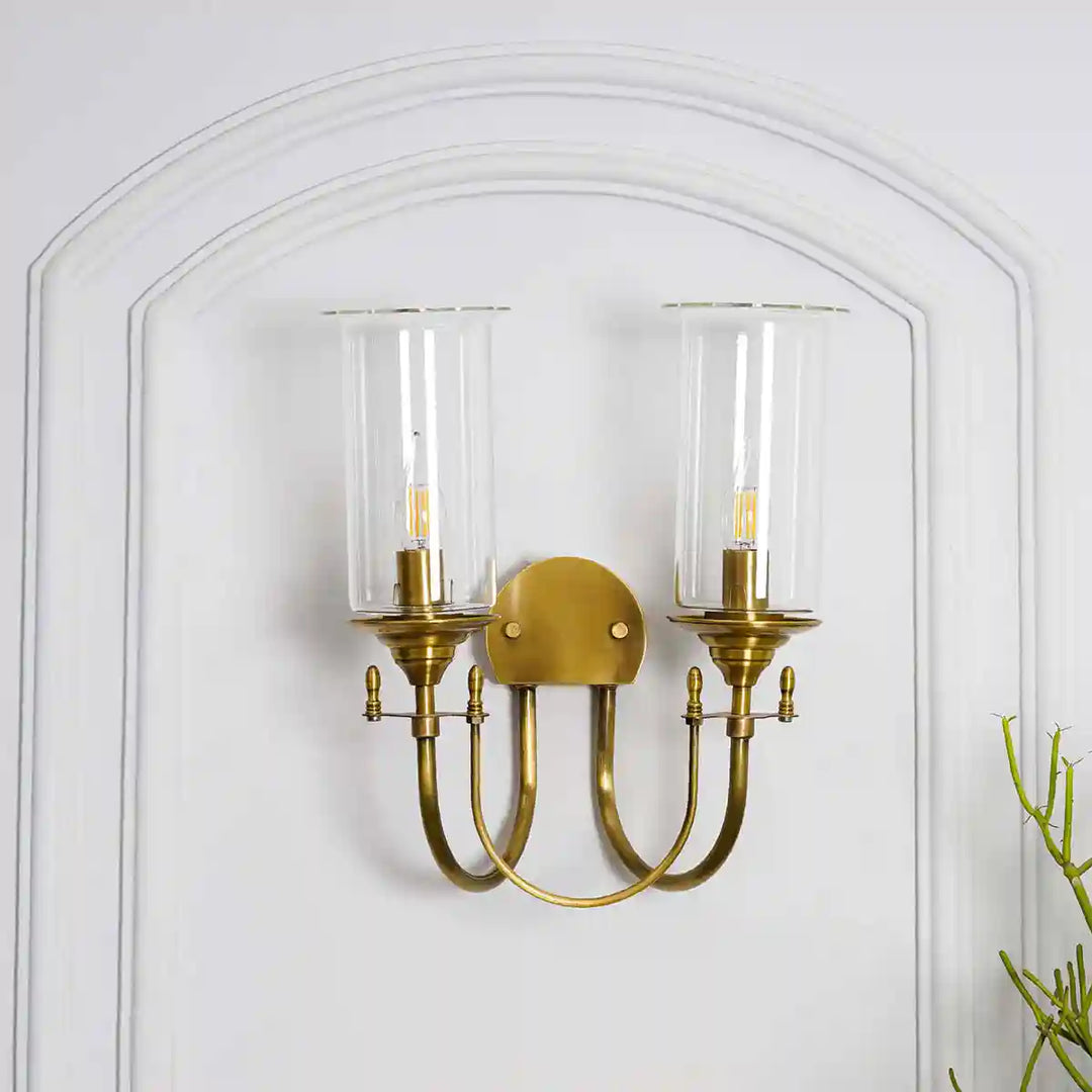 Stella Glass and Brass Double Shade Wall Light