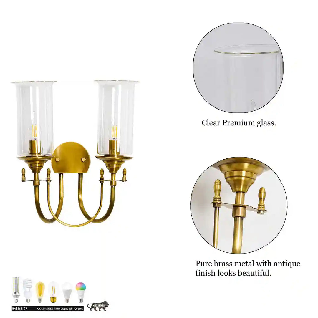 Stella Glass and Brass Double Shade Wall Light