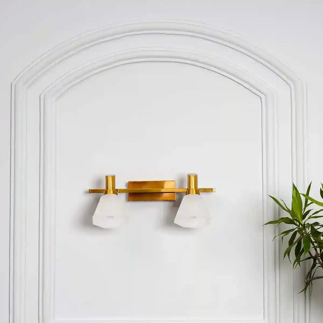 Ainsley 2 Light Brass and Glass Wall Lamp