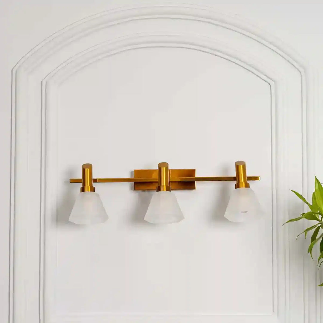 Ainsley 3 Light Brass and Glass Wall Lamp