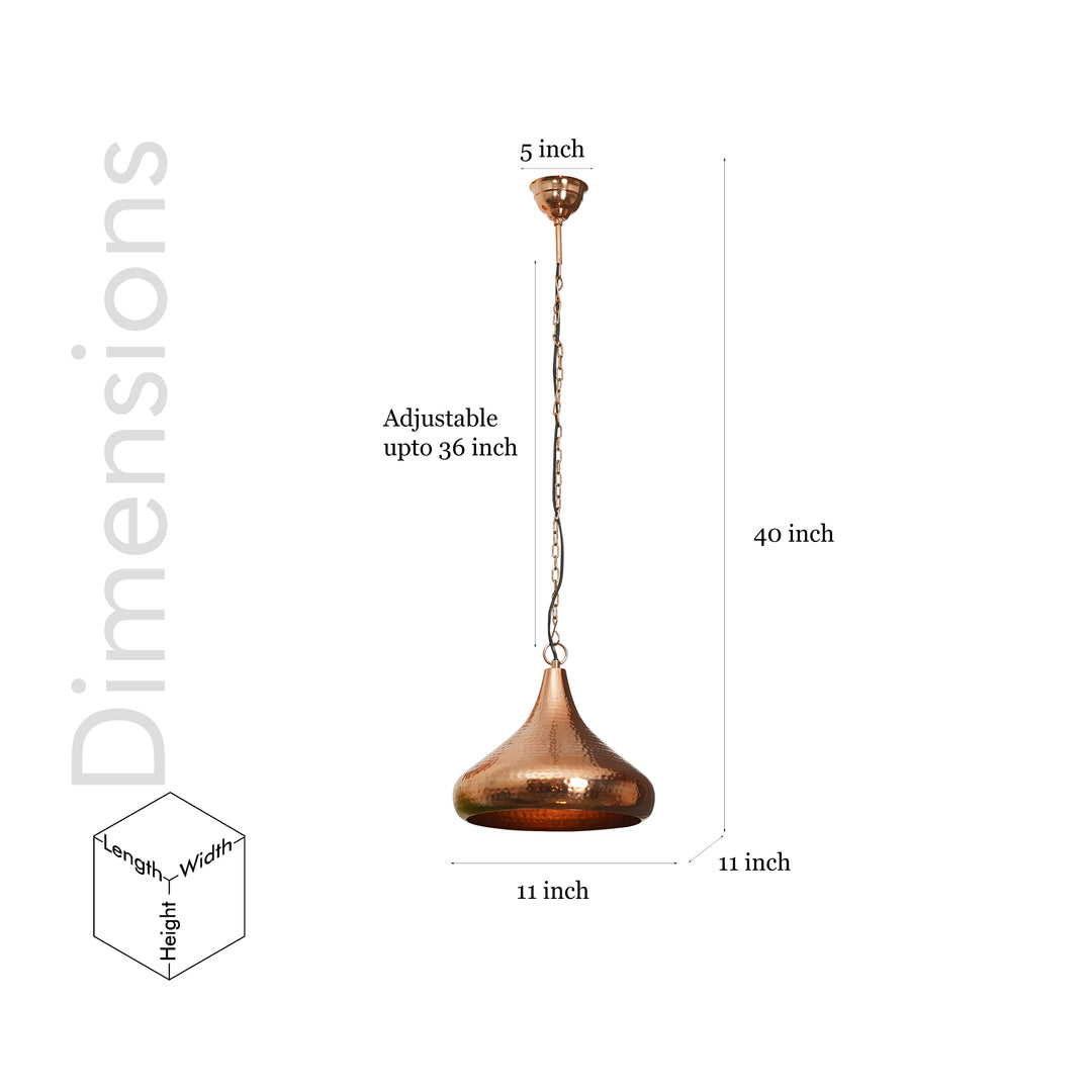CENTURY Modern Hammered Dome Pendant Light in Copper Finish Metal | E27 Holder | Filament LED Bulb Included | Decorative Ceiling Hanging Light for Dining Room, Kitchen Island, Living Room, Bedroom & Café