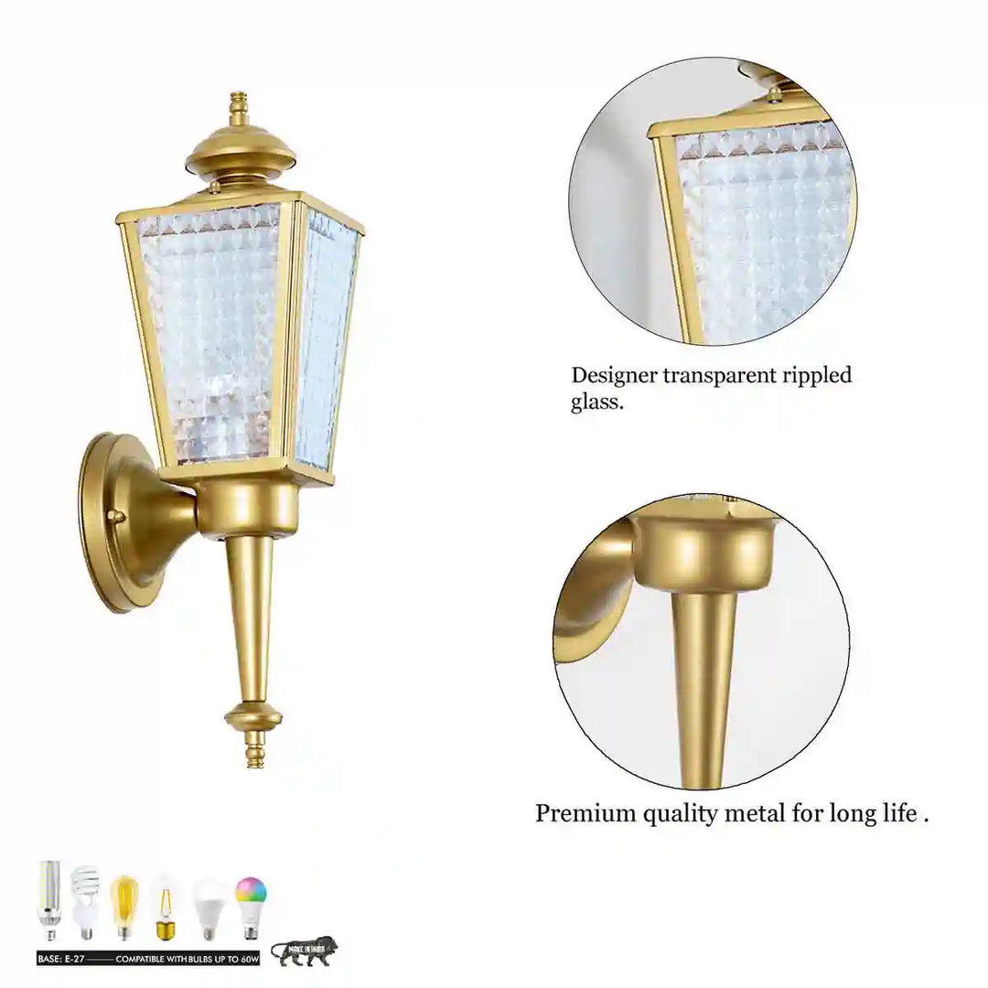 Aine 2 Indoor and Outdoor Shining Brass Finish Wall Light