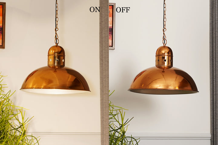 ENDON Modern Dome Pendant Light in Brass Finish Metal | E27 Holder | Filament LED Bulb Included | Decorative Ceiling Hanging Light for Dining Room, Kitchen Island, Living Room, Bedroom, Café & Restaurant