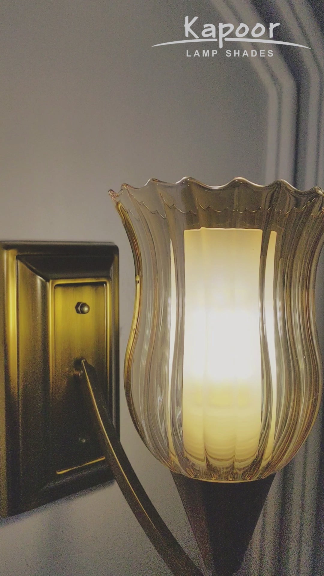 ELTHAM Amber Glass And Brass Finish Metal Wall Light