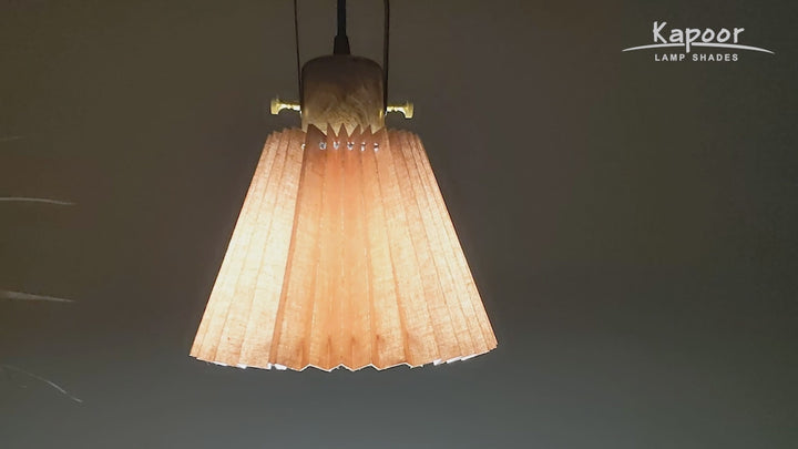 LIEBE shade wood and metal Hanging Pendant Light With Beige Cotton Shade
