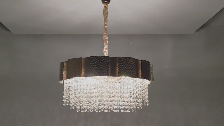 ELLIE 12-Light Gold Metal Crystal Chandelier with LED Filament Bulbs (E14 Holders, Bulbs Included)