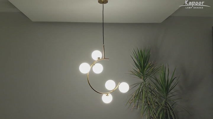 GLOSTER  Contemporary White Glass Premium Ball  Chandelier