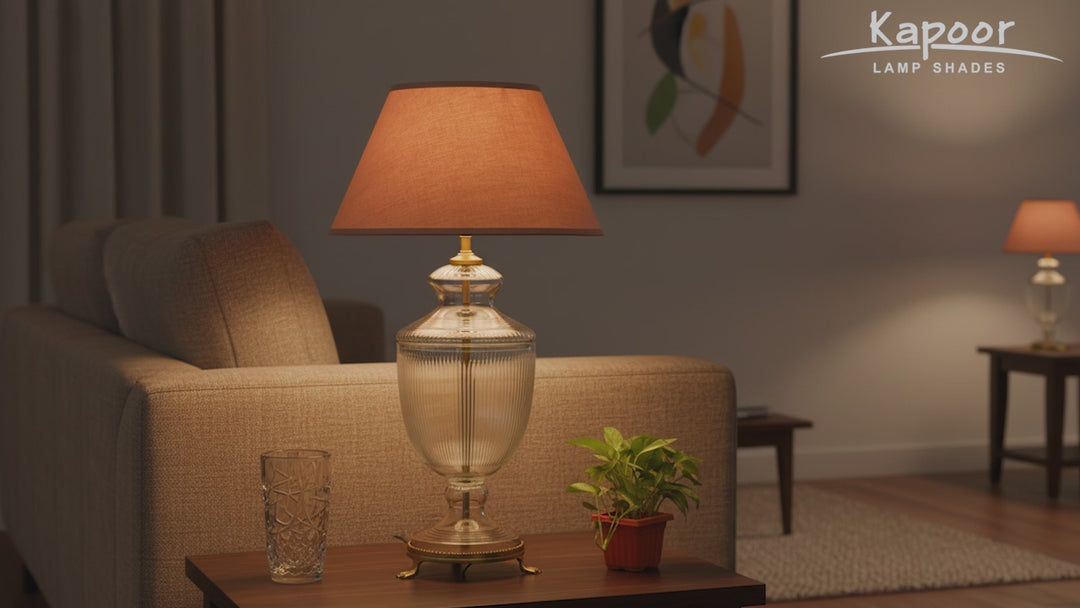ORRIS Clear Glass Table Lamp With White Cotton Shade