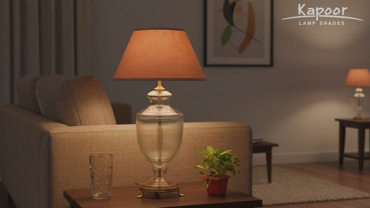 ORRIS Clear Glass Table Lamp With White Cotton Shade