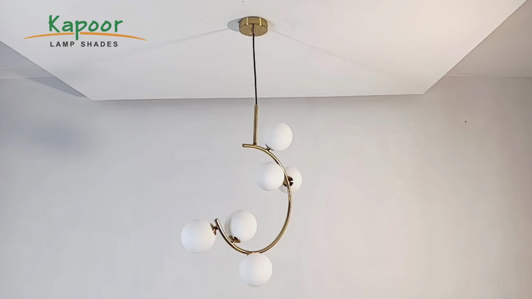 GLOSTER  Contemporary White Glass Premium Ball  Chandelier