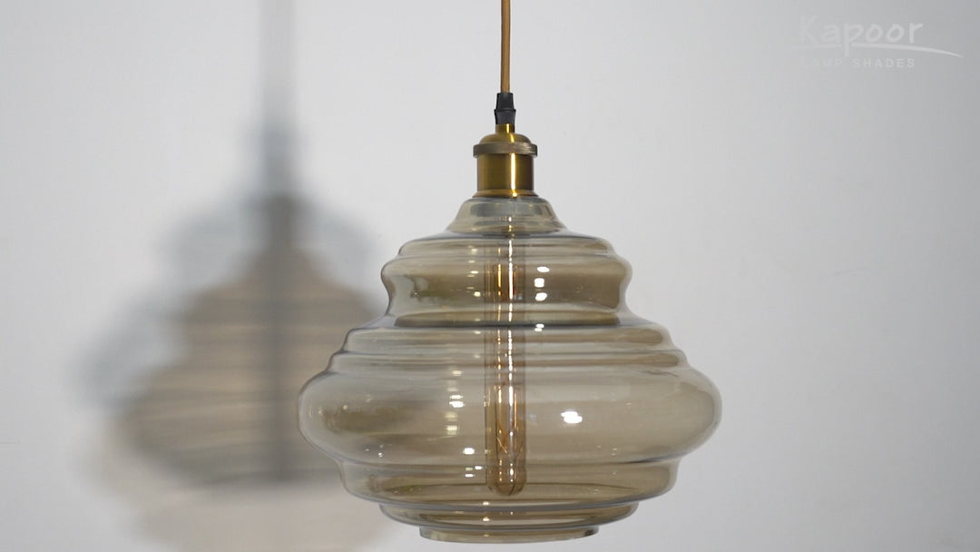 OSLO Gray Lustre Layered Glass Hanging Pendant Light