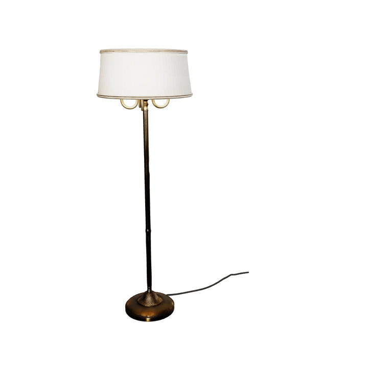 STIFFEL Pure Brass Floor Lamp With Off White Cotton Shade