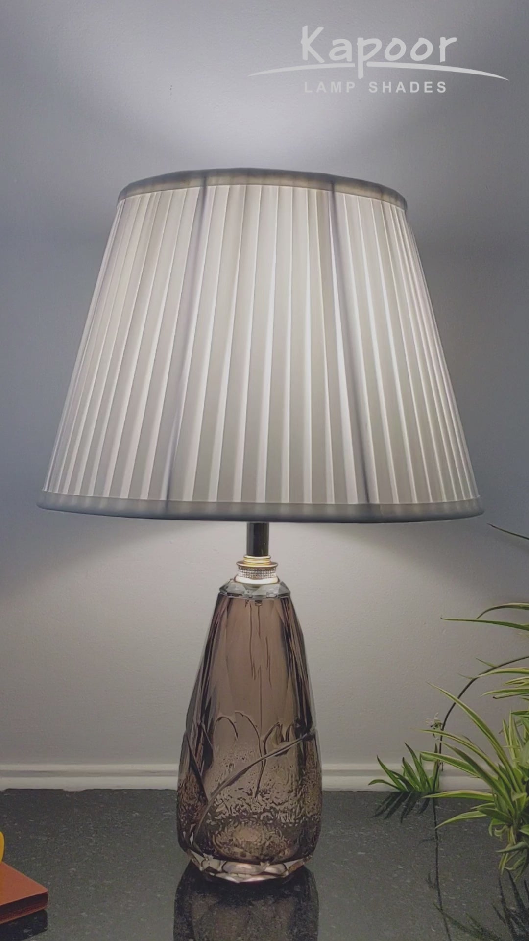 DITTY Champagne Color Solid Crystal glass And Brass Finish Metal With White Cotton Shade