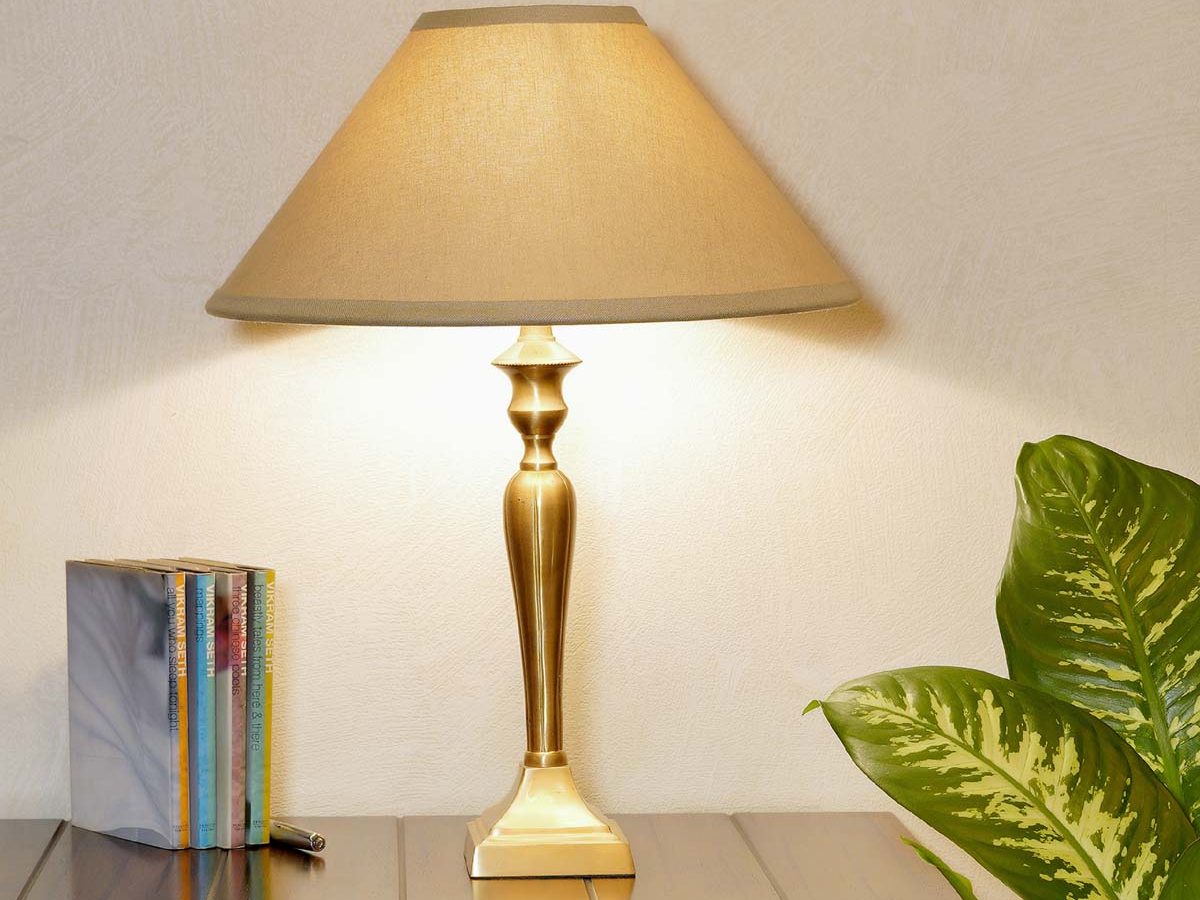 Kromo Champagne Color Solid Crystal Table Lamp With Off White